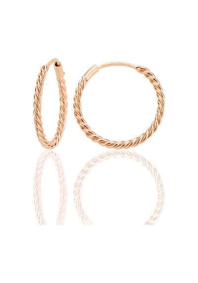 Gümüş Rose 18 Mm Sık Burgu Halka Küpe Barcode Rose
