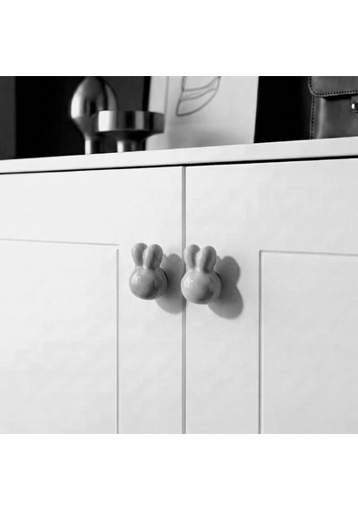 Modern Tavşan Kulp Bebek Çocuk Genç Odası Çekmece Dolap Mobilya Kulpu Gri