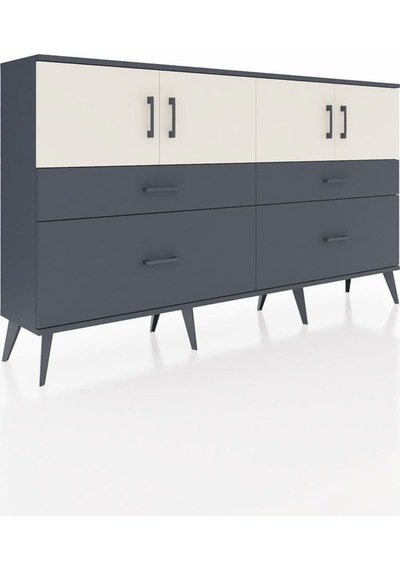 Arges Konsol 2 Raflı 4 Çekmeceli 4 Kapaklı 176x30x99 Antrasit-ayt Antrasit-aytaşı/antrasit Arges Konsol 2 Raflı 4 Çekmeceli 4 Kapaklı 176x30x99 Antrasit-ayt Antrasit-aytaşı/antrasit