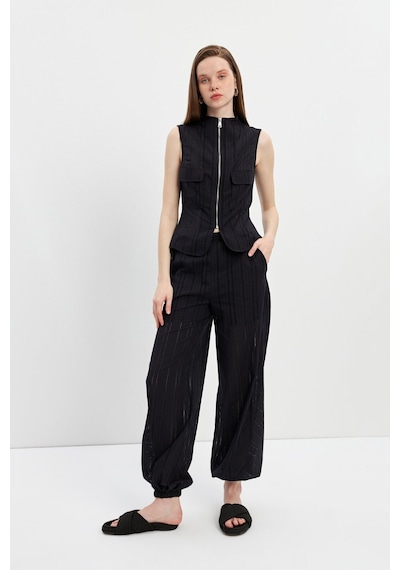 Stella Pulvis Siyah Beli Lastikli Şortlu Jogger Pantolon Siyah