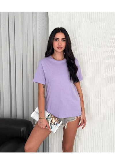 Kozia Outdoors Malkoçbey Baskısız Oversize Unisex Basic T-şhirt Lila Lila