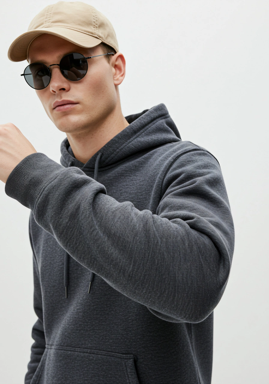 Erkek Oversize %100 Pamuk Yüksek Kalite Erkek Kapüşonlu Sweatshirt Antasit