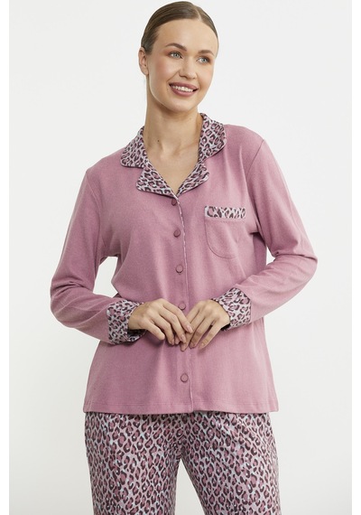 Sementa Leopar Kombinli Gömlek Pijama Takım - Pembe Pembe