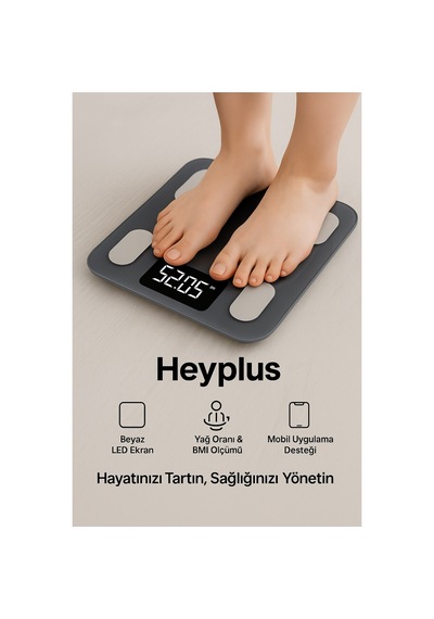 Dijital Baskül Akıllı Tartı - Yağ Su Kas Ölçerli Vücut Analiz Baskülü