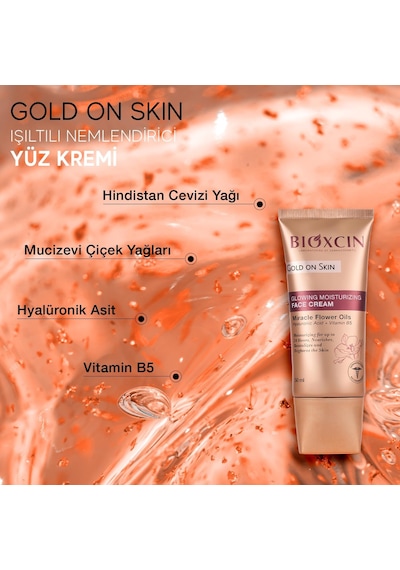 Gold On Skin Işıltılı Nemlendirici Yüz Kremi Hyalüronik Asitli, Pantenollü, Çiçek Yağları İle Zenginleştirilmiş, Tüm Cilt Tipleri İçin, 50 Ml