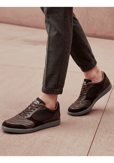 Cabani Kahverengi Hakiki Deri Erkek Sneaker Ayakkabı