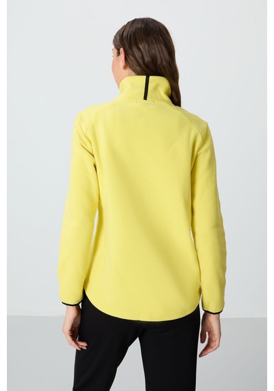 Tommy Life Limon Dik Yaka Fermuarlı Rahat Form Kadın Polar Sweatshirt - 97173 Limon Sarısı