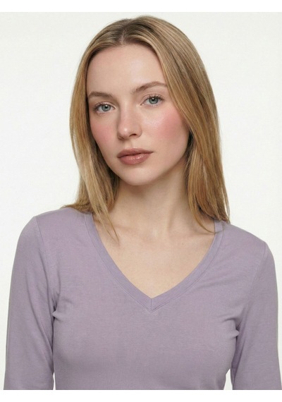 Slim Crop Fit Kadın Tshirt U.kol Lavender