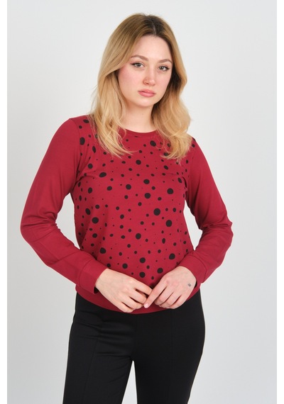 Sistas Kadın Uzun Kollu Puanlı Bisiklet Yaka Bluz 24583 Bordo Bordo