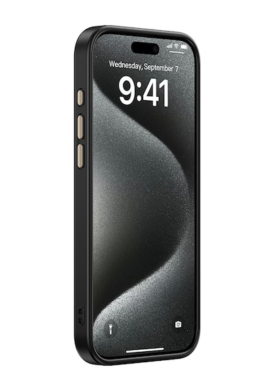 Apple iPhone Uyumlu 15 Pro Max Kılıf Karbon Görünümlü Magsafe Kamera Yükseltili Desenli Silikon Pazarplus Siyah