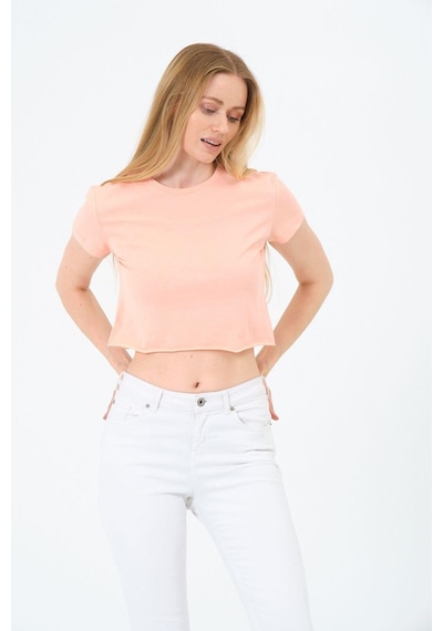 Kadın Kısa Kollu Oversize Crop Çok Renkli