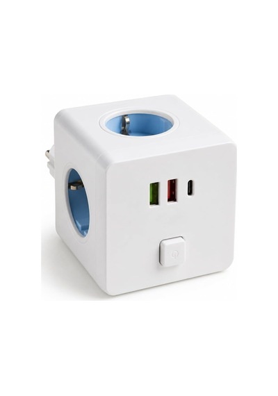 4'lü Akıllı Duvar Prizi 2 Usb 1 Type-c Girişli Akım Korumalı Anahtarlı Çoklu Priz Küp Usb Şarjlı Topraklamal 0