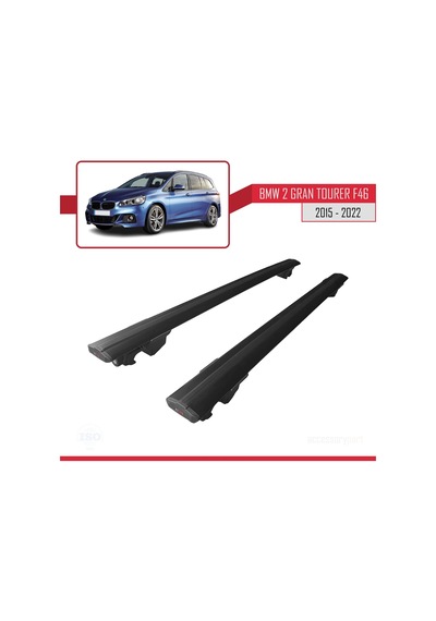 Bmw 2 Series Gran Tourer F46 2015-2022 Arası İle Uyumlu Hook Model Anahtar Kilitli Ara Atkı Tavan Barı Siyah