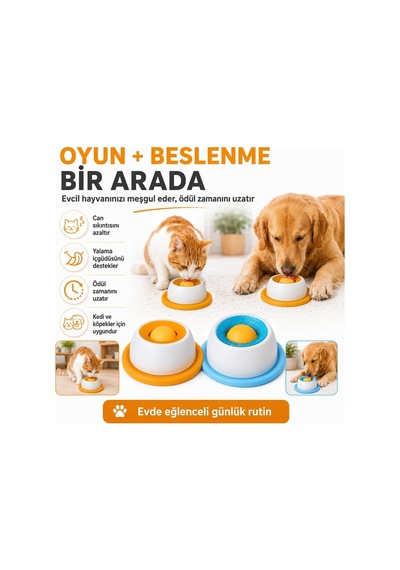 Kedi Kreması Yalama Oyuncağı Turuncu, Döner Toplu Sıvı Ödül Mama Kabı, Kedi Ve Köpek İçin Yavaş Besleyici Slow Feeder, Kaymaz Tabanlı İnteraktif Yalama Kasesi