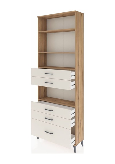 Arges Dolap 4 Raflı 5 Çekmeceli 88x30x243 Çam-aytaşı Çam