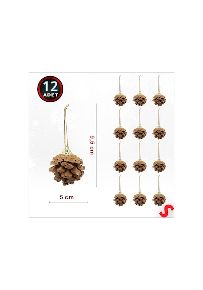 Yılbaşı Ağaç Süsü Doğal Kozalak, 5 Cm X 12 Adet
