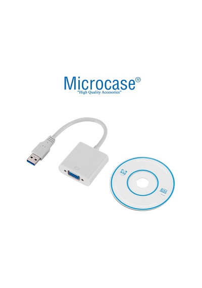 Microcase Usb 3.0 To Vga Adaptör - 20 Cm Beyaz - Al2619