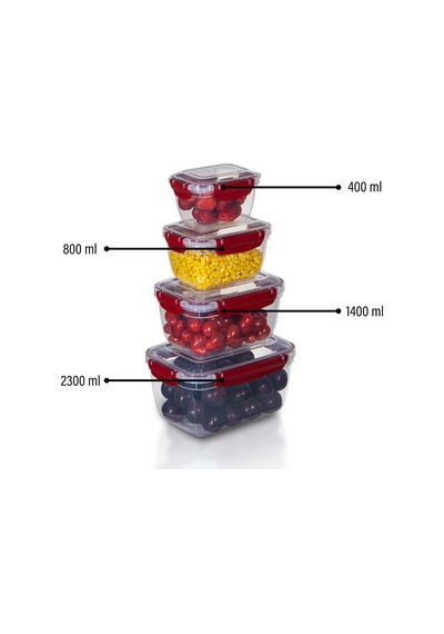 4'lü Master Dikdörtgen Saklama Kapları 400 ML - 800 ML - 1400 ML - 2300 ML 001
