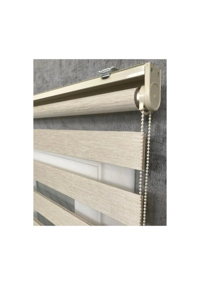 Krem İthal Bambu Zebra Stor Perde Eteksiz 1. Kalite+alüminyum Kasa