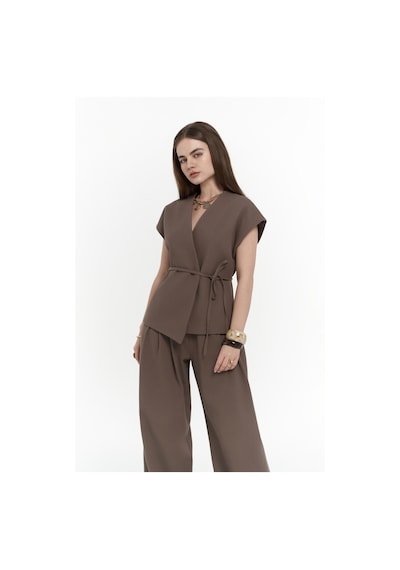 Mai Collection Mai Studios Co. Sorrenio Açık Kahve Yelek Pantolon Takım Acık Kahve Açık Kahverengi