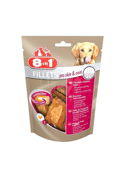 8in1 Fillets Pro Skin Small Keten Tohumu Yağlı Tavuklu Köpek Ödül Maması 80 G