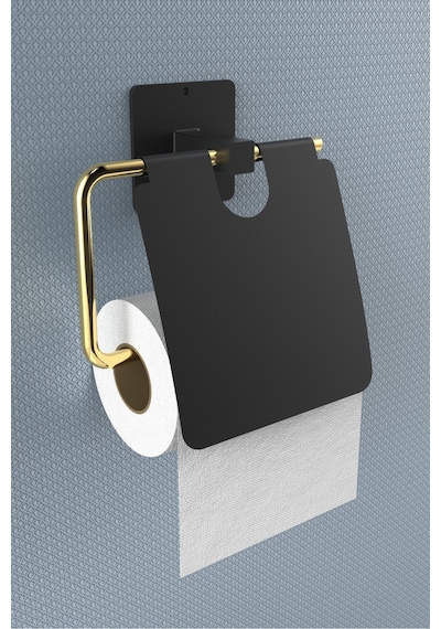 Karteya Yapışkanlı Kapaklı Paslanmaz Gold Tuvalet Kağıdı Tutacağı/tuvalet Wc Kağıtlık Gold