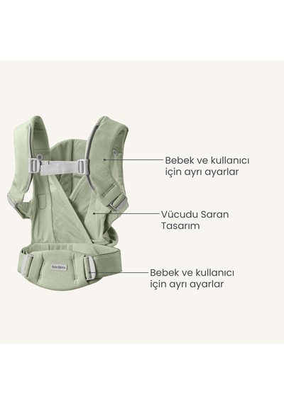 Babybjörn 2 Li Set Begin Ana Kucağı & Kanguru Hold Woven Light Green