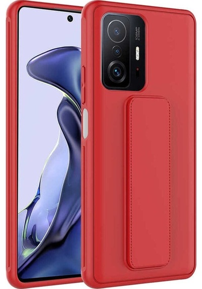 Xiaomi Mi 11t Pro 5g Kılıf Zore Qstand Kapak Kırmızı