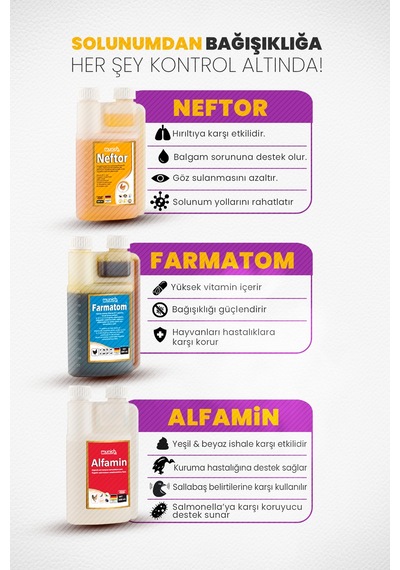 3lü Set Farmatom Vitamin + Alfamin + Neftor Hırıltı Seti - 500 Ml