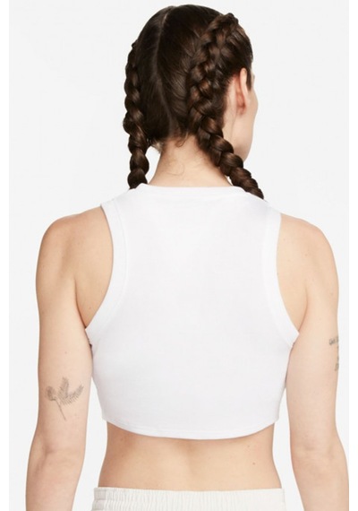 Nike Sportswear Essential Rib Cropped Women's Tight Fit Tank Top Kadın Dar Kesim Crop Atlet Beyaz
