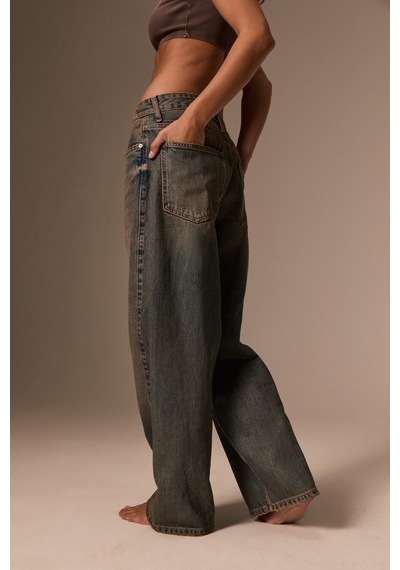 Grımelange Grimelange Lexy Kadın Standart Bel Baggy Balon Jean Sarı Tint Pantolon