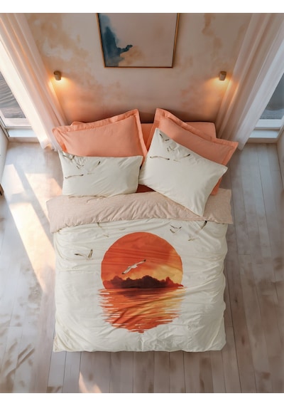 Cotton Box Maritime Tek Kişilik Nevresim Takımı Sunset Somon Somon