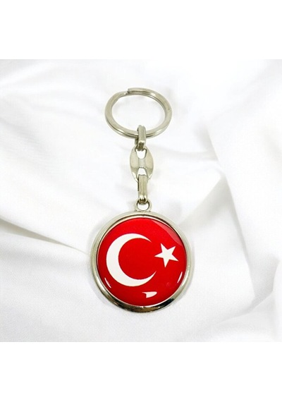 Türk Bayrağı Kırmızı Anahtarlık, Çift Taraflı Bombeli