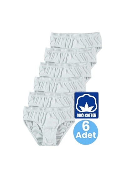 Uniquetrenders Erkek Çocuk % 100 Pamuklu 6'lı Beyaz Slip Külot Beyaz