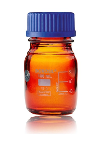 Otoklav Şişe 100 Ml Amber Borosil -Contalı -Vida Kapaklı -Renkli