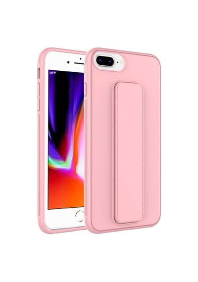 Apple Uyumlu iPhone 8 Plus Kılıf Zore Qstand Kapak Pembe