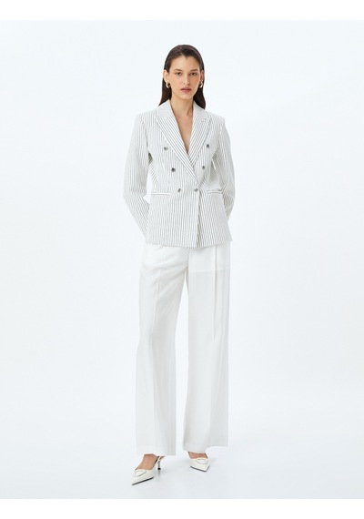 Koton Düğmeli Cepli Kruvaze Çizgili Blazer Ceket Lacivert Çizgili 5sak50019uw Çok Renkli Koton Düğmeli Cepli Kruvaze Çizgili Blazer Ceket Lacivert Çizgili 5sak50019uw Çok Renkli