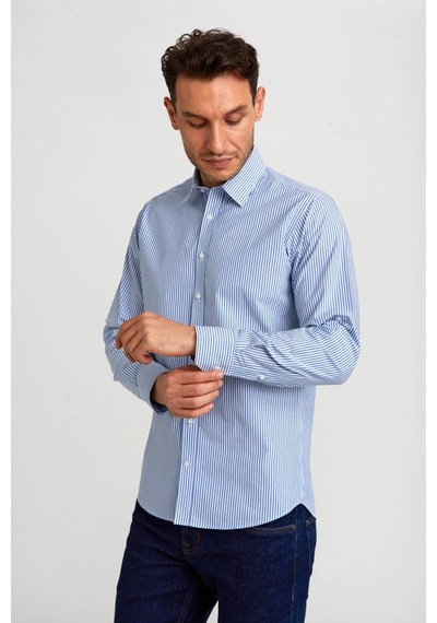 Bisse Paşa Yaka Düğmeli Regular Fit Uk Gömlek Mavi Gmczg3ps22400003 D35 Mavi