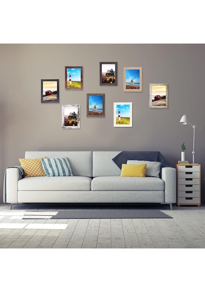 Tr 4x6 Resim Çerçeveleri 8'li Set, Rustik Resim Çerçeveleri Çok Ahşap Renkli, Ekran Fotoğrafları 4x6 İnç, Duvar