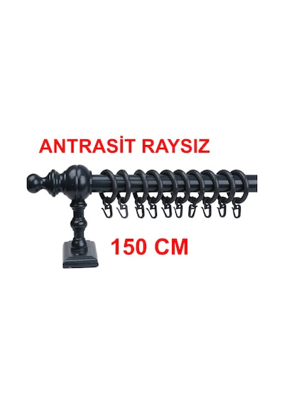 Antrasit Raysız Ahşap Rustik Perde Askısı Rustik Borusu 150 Cm