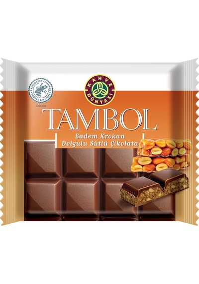 Kahve Dünyası Tambol Badem Krokan Dolgulu Sütlü Çikolata 100 Gr X 2 Adet