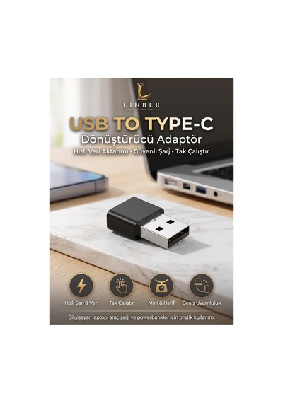 Usb To Type -c Dönüştürücü Adaptör Siyah