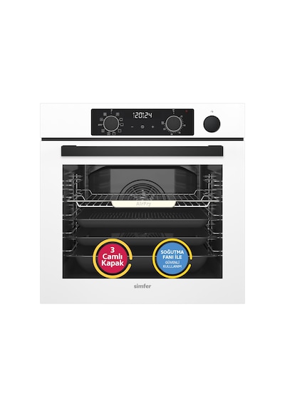 Simfer 8245 11 Fonksiyon Steam Master Ankastre Fırın Beyaz Cam Dijital