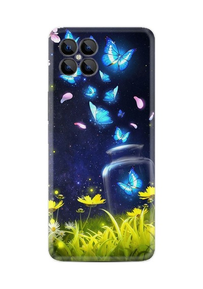 Omix X600 Kılıf Resimli Desenli Baskılı Silikon Kılıf Neon Butterflys 1309