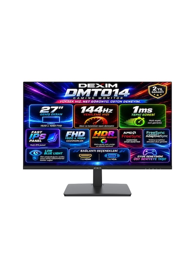 Dexim Dmt014 27" 1ms 144hz Hdmı+vga Hdr Low Blue Light Freesync Fast Ips Fhd 1920x1080 Gaming Monitör