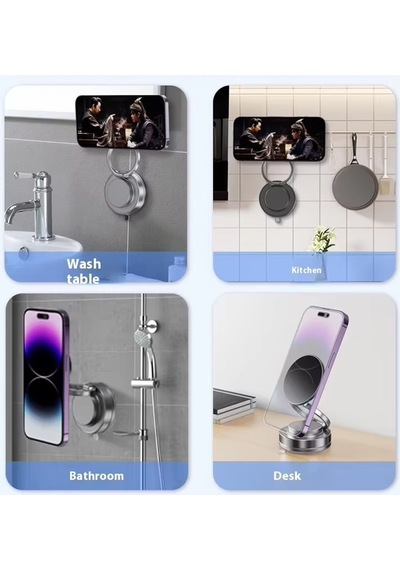 Magsafe Iq Manyetik Telefon Tutucu Çevirmeli Vantuzlu Siyah Renkli