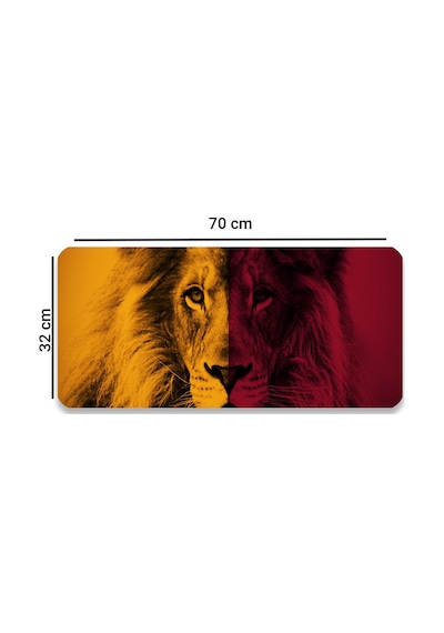 Sonictouch Sarı Kırmızı Aslan Temalı Kaymaz Gaming Oyuncu Masaüstü Dikişsiz Klavye Mouse Pad 32x70cm