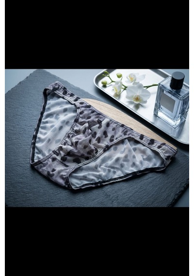 Darkzone Erkek Leopar Desenli Transparan Tül Slip Külot Çok Renkli