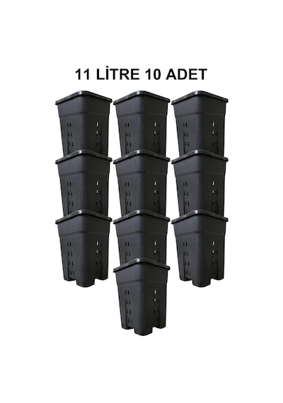 Grow Wizard Delikli Kare Air Pot Saksı 11 Litre 10 Adet