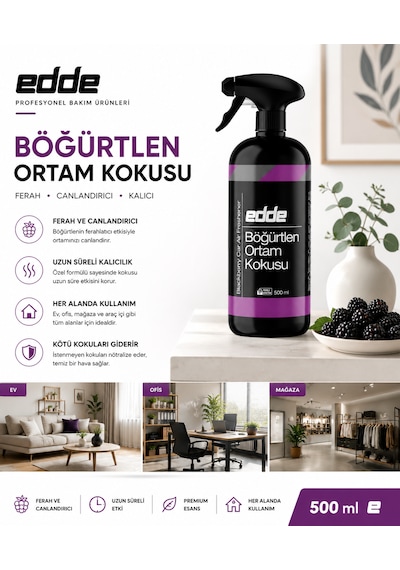 Edde Böğürtlen Kokulu Araba Araç Oto Ortam Kokusu Araç Içi Kokuları Oto Parfümü 500 Ml Oto Detailing